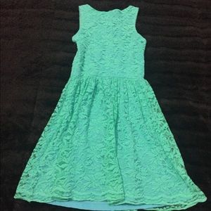 Ultra Pink lace mint green skater dress.